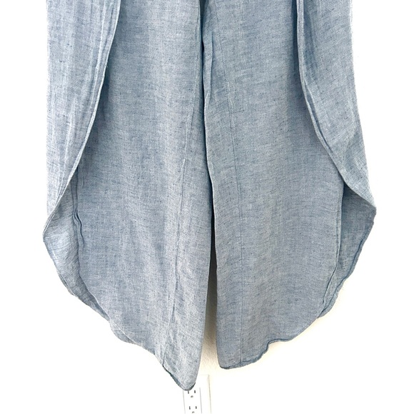 DREW Whitney Tulip Linen Pants Slit Wide Leg Festival Blue Size Petite Small SP - Picture 5 of 12